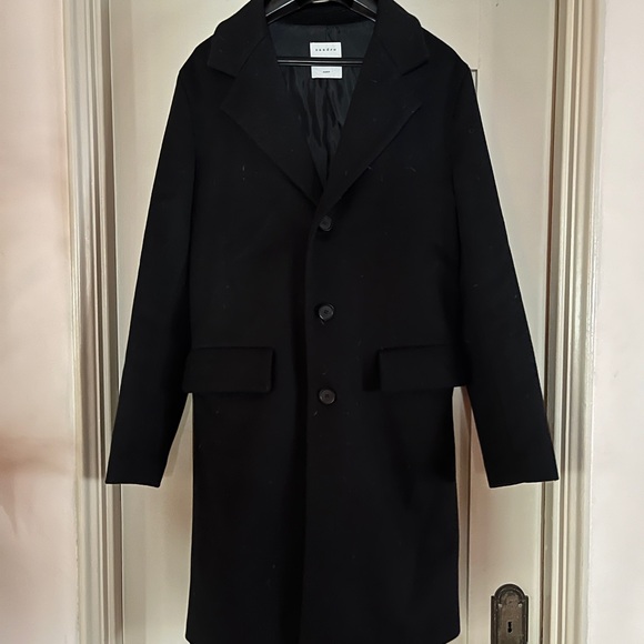 Sandro Men's Classic Apollo Black Wool Coat